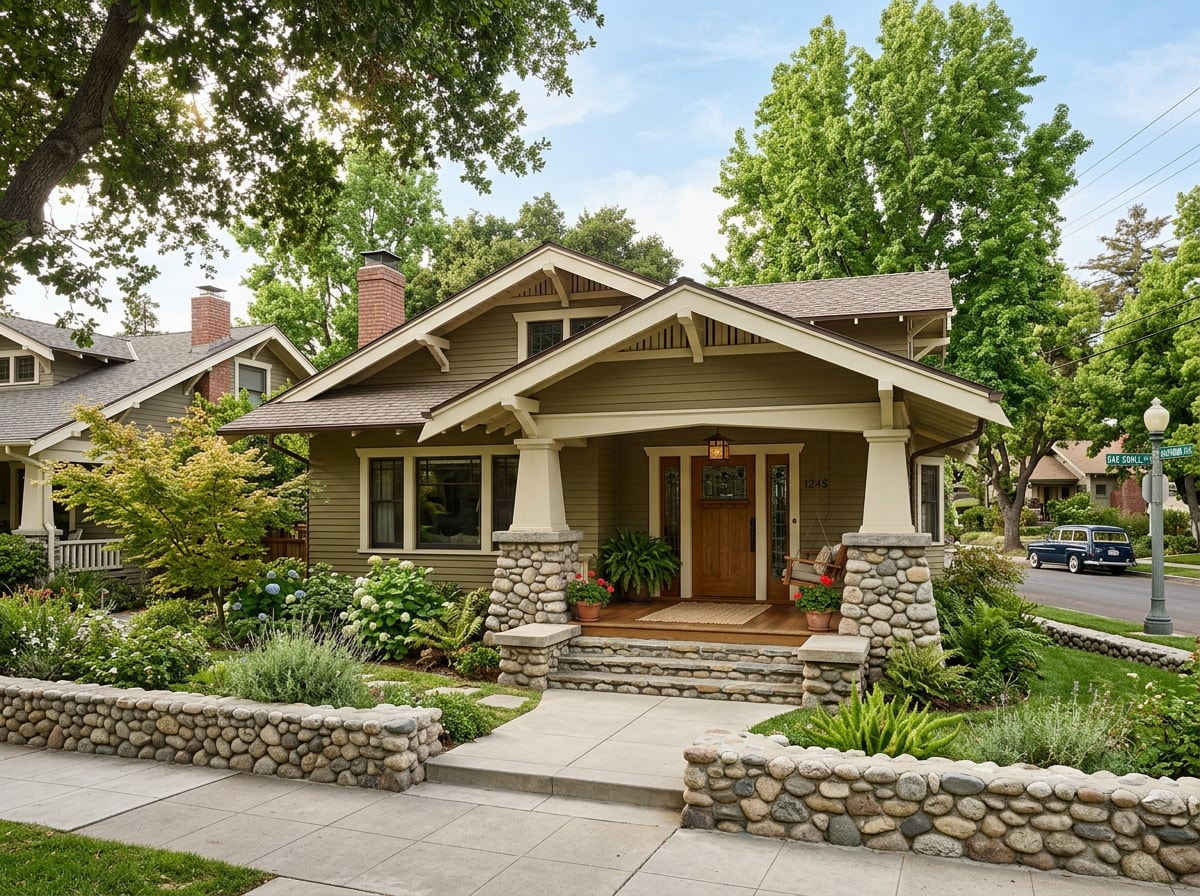 Craftsman-style home exterior in a Pasadena historic district
