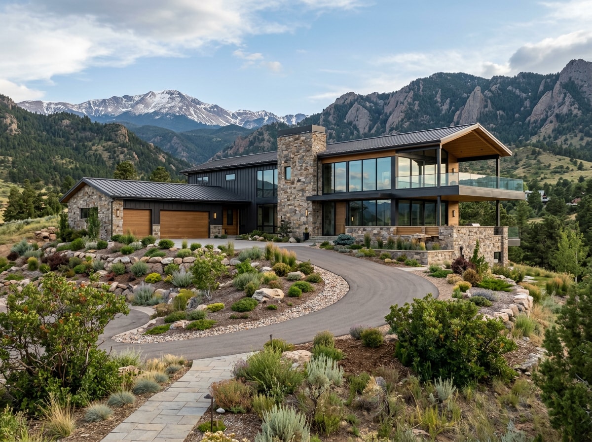 Custom-designed hillside home exterior in La Canada Flintridge, CA, reflecting foothill architectural style