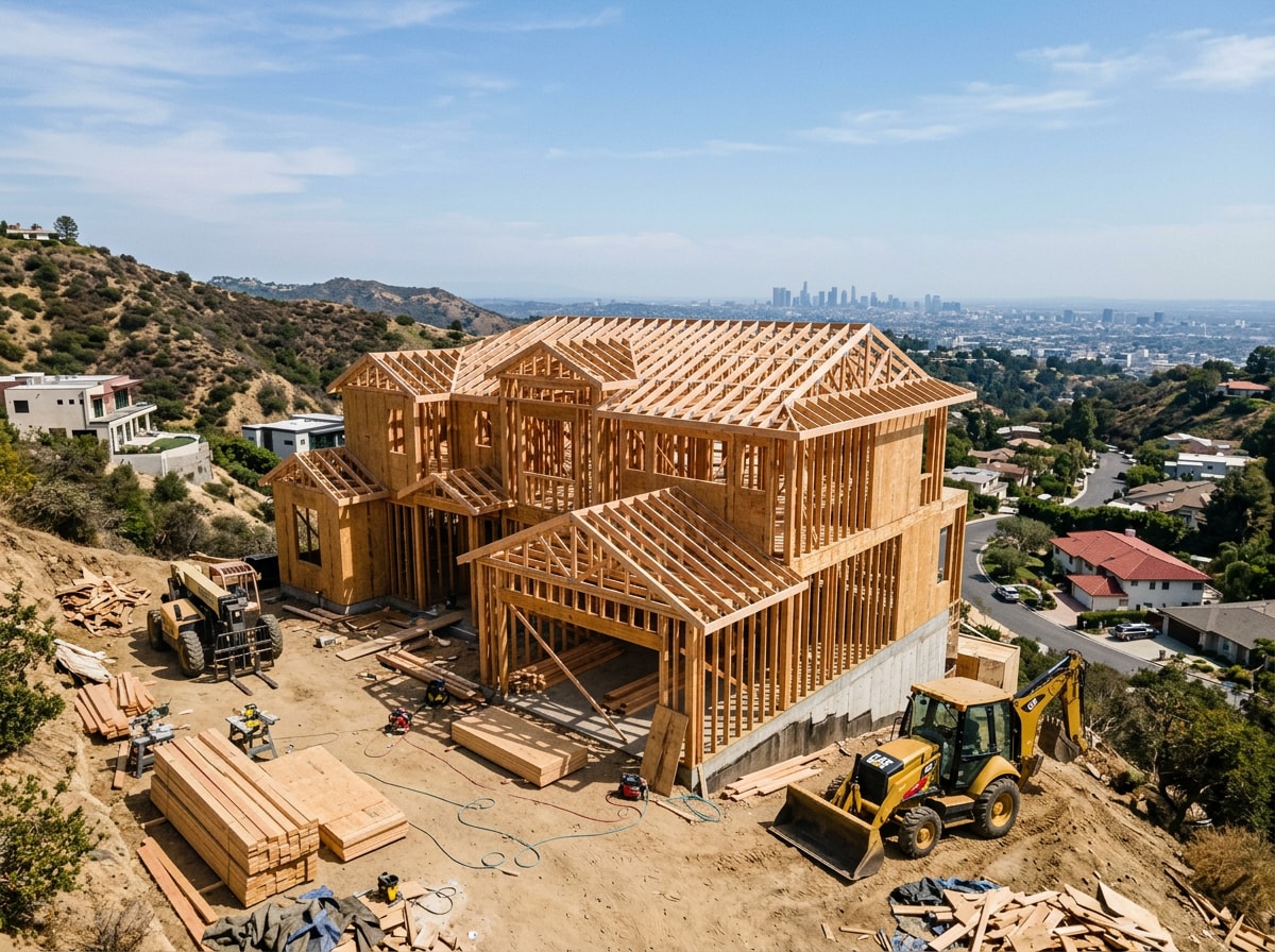 Ventura County custom home under construction showing framing stage of the building process