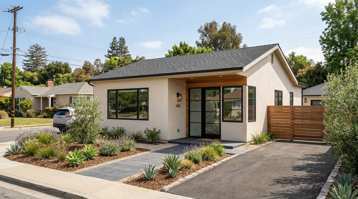 Finished garage conversion ADU exterior in Granada Hills, CA Finished garage conversion ADU exterior in Granada Hills, CA