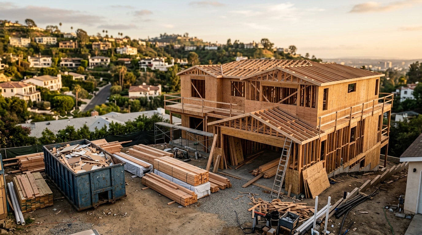 General contractor renovation project underway at a Los Angeles County home
