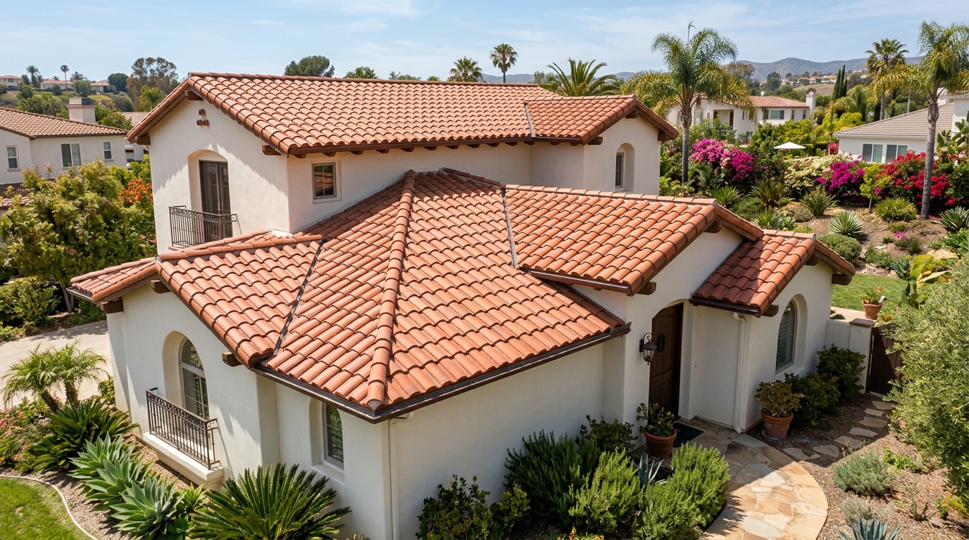 Finished tile roof on a residential home in Orange County, CA Finished tile roof on a residential home in Orange County, CA