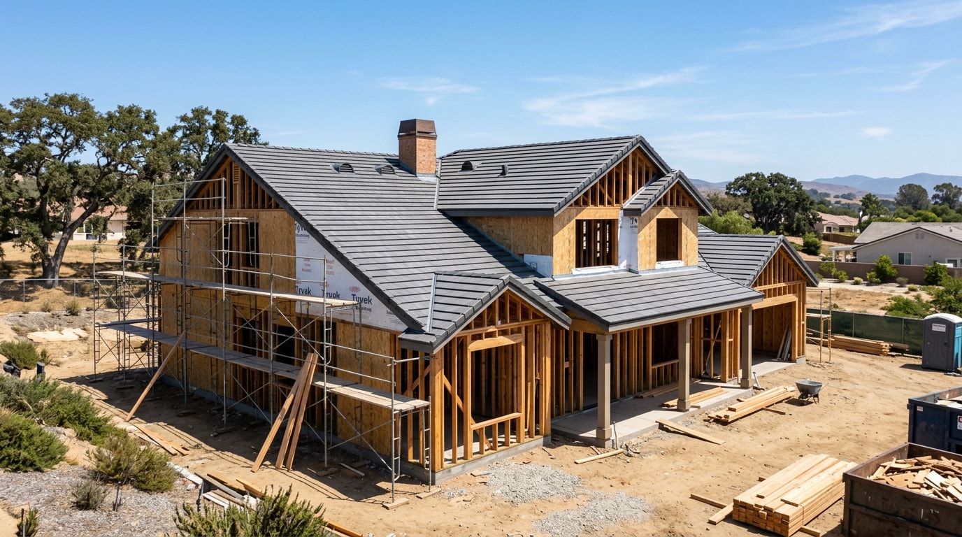 Newly installed tile roof on a new construction home in Orange County, CA Newly installed tile roof on a new construction home in Orange County, CA