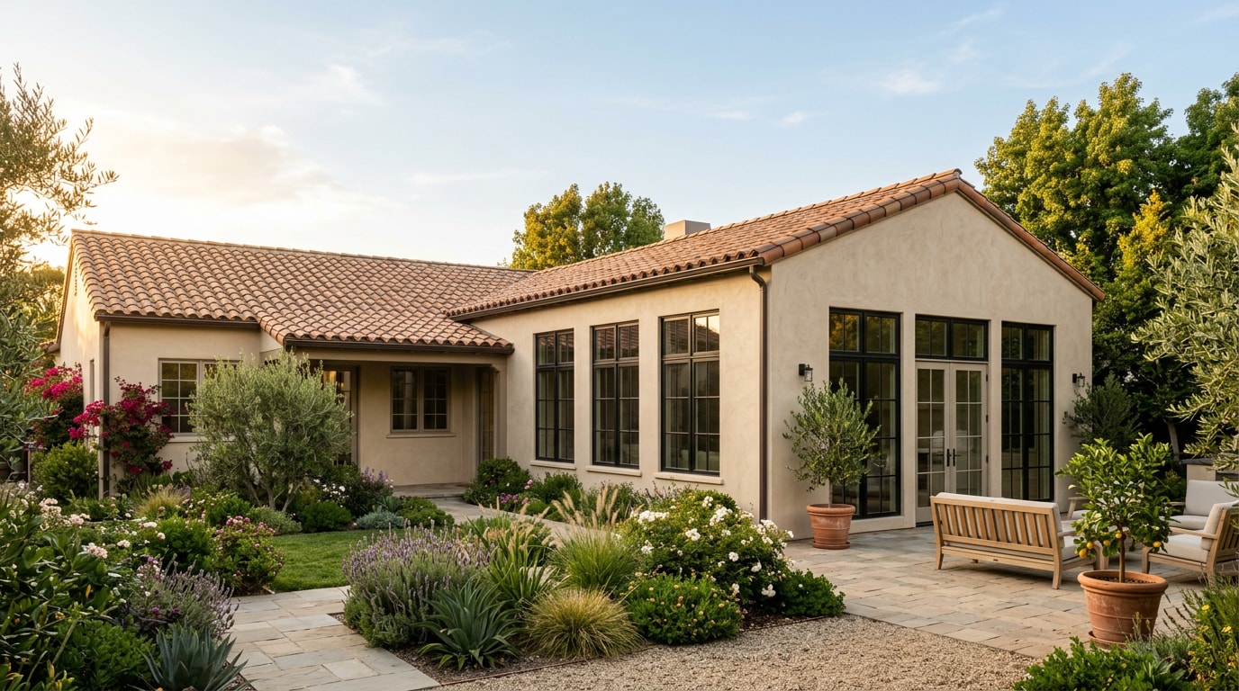Completed room addition with matching rooflines on an Orange County, CA home