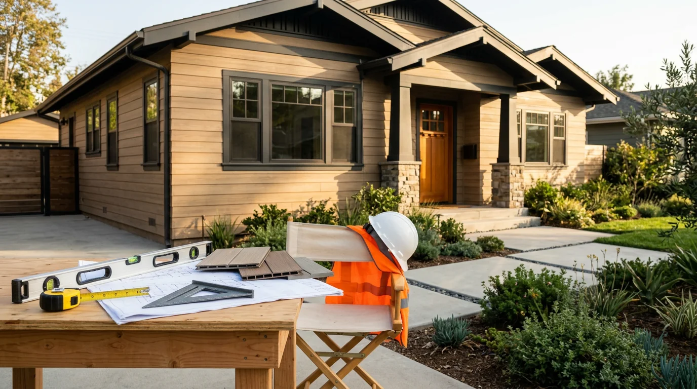 General contractor team working on residential home construction project